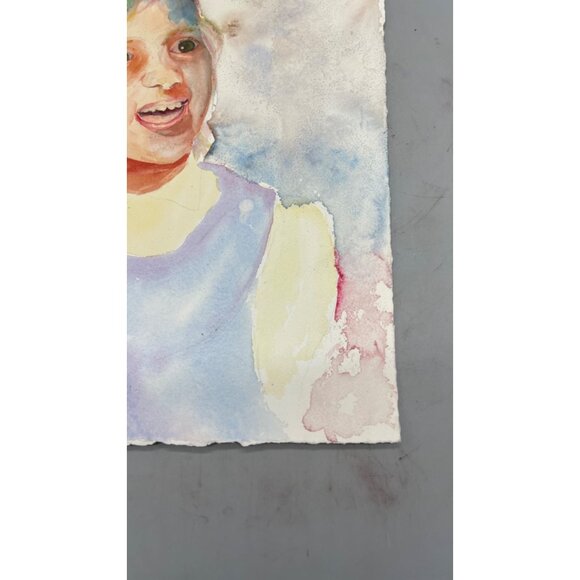 Watercolor Portrait Of Young Girl On Heavy Paper light colors 15x11" READ - Picture 5 of 6